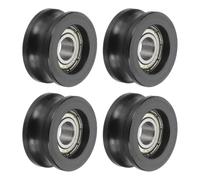 sourcing map U Groove Ball Bearing Roller, 6 x 21 x 10mm Nylon Pulley Guide Wheel Stainless Steel Track Wheel Heavy Duty Replacement for Slide Door Window Mechanical Equipment, Black Pack of 4