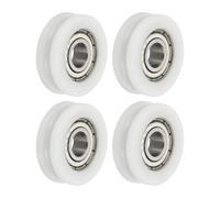 sourcing map U Groove Ball Bearing Roller, 6 x 21 x 7mm Nylon Pulley Guide Wheel Stainless Steel Track Wheel Heavy Duty Replacement for Slide Door Window Mechanical Equipment, White Pack of 4