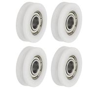 sourcing map U Groove Ball Bearing Roller, 6 x 22 x 7mm Nylon Pulley Guide Wheel Stainless Steel Track Wheel Heavy Duty Replacement for Slide Door Window Mechanical Equipment, 2.5mm White 4Pack