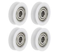sourcing map U Groove Ball Bearing Roller, 6 x 26 x 8mm Nylon Pulley Guide Wheel Stainless Steel Track Wheel Heavy Duty Replacement for Slide Door Window Mechanical Equipment, White Pack of 4