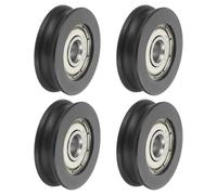 sourcing map U Groove Ball Bearing Roller, 6 x 27 x 8mm Nylon Pulley Guide Wheel Stainless Steel Track Wheel Heavy Duty Replacement for Slide Door Window Mechanical Equipment, Black Pack of 4