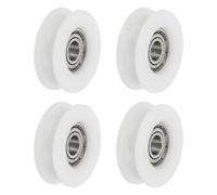 sourcing map U Groove Ball Bearing Roller, 6 x 27 x 9mm Nylon Pulley Guide Wheel Stainless Steel Track Wheel Heavy Duty Replacement for Slide Door Window Mechanical Equipment, White Pack of 4