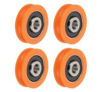 sourcing map U Groove Ball Bearing Roller, 6 x 29 x 8mm Nylon Pulley Guide Wheel Stainless Steel Track Wheel Heavy Duty Replacement for Slide Door Window Mechanical Equipment, Orange Pack of 4