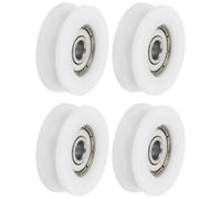 sourcing map U Groove Ball Bearing Roller, 6 x 30 x 10mm Nylon Pulley Guide Wheel Stainless Steel Track Wheel Heavy Duty Replacement for Slide Door Window Mechanical Equipment, White Pack of 4