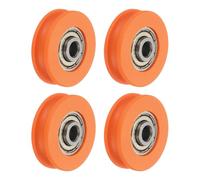 sourcing map U Groove Ball Bearing Roller, 6 x 32 x 9.5mm Nylon Pulley Guide Wheel Stainless Steel Track Wheel Heavy Duty Replacement for Slide Window Mechanical Equipment, Orange Pack of 4