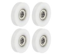 sourcing map U Groove Ball Bearing Roller, 6 x 35 x 7mm Nylon Pulley Guide Wheel Stainless Steel Track Wheel Heavy Duty Replacement for Slide Door Window Mechanical Equipment, White Pack of 4