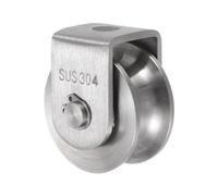 sourcing map U Groove Wheel Pulley 304 Stainless Steel, 48mm Dia Track Wheel Pulley Block Roller Loading 400KG for Sliding Gate, Industrial Machines, Groove Width 16mm