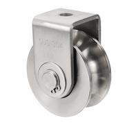 sourcing map U Groove Wheel with Bracket, Stainless Steel Track Wheel Dia.2.7" Load 660 lbs Heavy Duty Rigid Caster for Inverted Rolling Gate Industrial Machines, Silver Tone