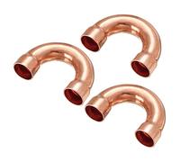 sourcing map U Shape Elbow 180 Degree Copper Pipe Fitting Sweat Welding Solder Connection 12.7mm or 1/2" ID for HVAC, Air Condition Refrigeration System Pack of 3