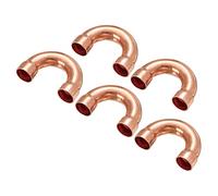 sourcing map U Shape Elbow 180 Degree Copper Pipe Fitting Sweat Welding Solder Connection 12.7mm or 1/2" ID for HVAC, Air Condition Refrigeration System Pack of 5