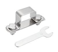 sourcing map U Shape Square Tube Clamp, 30x30mm U Shaped Bracket 304 Stainless Steel Square Strap Clamp with Bolt Plate Nuts and Wrench for Pipes Door Closed Bar Holder Railings