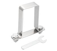 sourcing map U Shape Square Tube Clamp, 40x80mm U Shaped Bracket 304 Stainless Steel Square Strap Clamp with Bolt Plate Nuts and Wrench for Pipes Door Closed Bar Holder Railings