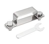 sourcing map U Shape Square Tube Clamp, 50x25mm U Shaped Bracket 304 Stainless Steel Square Strap Clamp with Bolt Plate Nuts and Wrench for Pipes Door Closed Bar Holder Railings