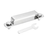 sourcing map U Shape Square Tube Clamp, 80x20mm U Shaped Bracket 304 Stainless Steel Square Strap Clamp with Bolt Plate Nuts and Wrench for Pipes Door Closed Bar Holder Railings