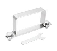 sourcing map U Shape Square Tube Clamp, 80x50mm U Shaped Bracket 304 Stainless Steel Square Strap Clamp with Bolt Plate Nuts and Wrench for Pipes Door Closed Bar Holder Railings