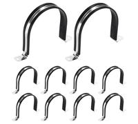 sourcing map U-Tube Strap Clamp M108 114.5mm 304 Stainless Steel 10Pcs | Lined Clip Plastic Cushioned Insulated Clamp,for Automotive Industrial Marine Household