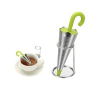 sourcing map Umbrella Tea Infuser, Stainless Steel Loose Leaf Tea Steeper Filter with Silicone Handle Reusable Thin Pores Mesh Strainer Diffuser for Teacups Teapots Mugs, Grass Green