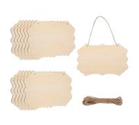 sourcing map Unfinished Hanging Wood Sign Blank with Ropes 9"x6" Unfinished Wood Crafts Boards Wooden Plaques for Crafts DIY Painting Burning Carving Door Wall Decoration, Style 1, Pack of 12