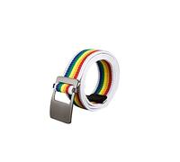 sourcing map Unisex Canvas Web Belt with Metal Slide Buckle Width 1 1/2 Inches Rainbow - Flat Buckle (Striped) One Size