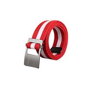 sourcing map Unisex Canvas Web Belt with Metal Slide Buckle Width 1 1/2 Inches Red - Flat Buckle (Striped) One Size