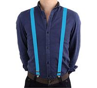 sourcing map Unisex Elastic Band Y Back Adjustable Suspenders For Costume Sky Blue
