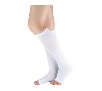 sourcing map Unisex Toeless Compression Socks Knee High Breathable High Stretchy White Fit Ankle circum 8"-10",Calf circum 15"-17"
