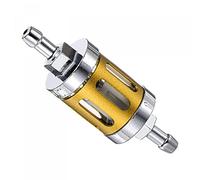 sourcing map Universal In Line Petrol Gas Fuel Gasoline Oil Filter with Brass Filter Element, Gold Tone