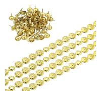 sourcing map Upholstery Nailhead Trim, 5 Meters Flower Upholstery Tacks Strips, Decorative Nail Trims with Nails for Sofa Headboard, Chair DIY Furniture Accessory (11mm Gold)