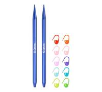 sourcing map US Size 8 (5mm) Interchangeable Circular Knitting Needles 4 Inch (10cm) with 10 Colorful Stitch Markers for Handmade Projects DIY Knit Blankets