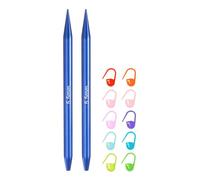 sourcing map US Size 9 (5.5mm) Interchangeable Circular Knitting Needles 4 Inch (10cm) with 10 Colorful Stitch Markers for Handmade Projects DIY Knit Blankets