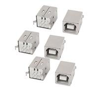 sourcing map USB 2.0 Type B Female Port 4-Pin Solder Jack Vertical PCB Mount DIP Socket Connector for Printer, 6-Piece