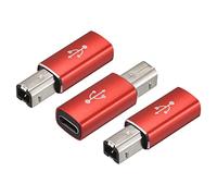 sourcing map USB C Female to MIDI Convert Adapter, Type-C to USB B Adapter Red for Printers, Laptop, Tablet, Piano, Synthesizers, Pack of 3
