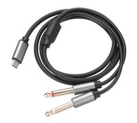 sourcing map USB C to Dual 6.35mm 1/4 Inch Stereo Splitter Y Cable Black Audio Cord for Smartphone, Laptop Link Amplifier, Mixing Console Mixer, Speaker,3.3 Feet