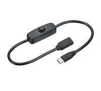 sourcing map USB Cable with 304 ON/Off Switch, USB Type C Male to Female Extension Cord 35cm for LED Desk Lamp LED Strip Black Pack of 2