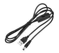 sourcing map USB Cable with 501 ON/Off Switch, USB Male to DC 5.5x2.1mm Male Power Cable 150cm for Camera Hard Disk Box Black Pack of 4
