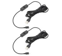 sourcing map USB Cable with 501 ON/Off Switch, USB Male to Micro USB Male Power Cable 3.0m for Digital Equipment LED Desk Lamp LED Strip Black Pack of 2