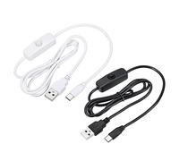 sourcing map USB Cable with 501 ON/Off Switch, USB Male to USB Type C Male Power Cable 100cm for LED Desk Lamp LED Strip Black White 2 Set