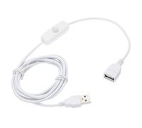 sourcing map USB Cable with ON/Off Button Switch, USB Male to Female Extension Cord 2.0m White, for LED Desk Lamp LED Strip