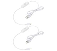 sourcing map USB Cable with ON/Off Switch, 2pcs USB Male to Type-C Male Extension Cord 1M White, for LED Desk Lamp