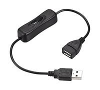 sourcing map USB Cable with ON/Off Switch, USB Male to Female Extension Cord 30cm Black, for LED Desk Lamp LED Strip