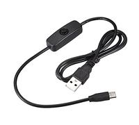 sourcing map USB Cable with ON/Off Switch, USB Male to Type-C Male Extension Cord 1M Black, for LED Desk Lamp