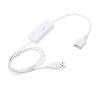 sourcing map USB Cable with ON/Off Toggle Switch, USB Male to Female Extension Cord 1.0m White, for LED Desk Lamp LED Strip