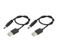 sourcing map USB to DC Power Cable 0.3 M USB to DC 4.0mm x 1.7mm 5v Power Cord Black for Mini Fan Camera Mobile Phone Tablet Devices 2 Pcs