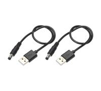 sourcing map USB to DC Power Cable 0.3 M USB to DC 5.5mm x 2.1mm 5v Power Cord Black for Mini Fan Camera Mobile Phone Tablet Devices 2 Pcs