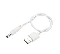 sourcing map USB to DC Power Cable 0.3 M USB to DC 5.5mm x 2.1mm 5v Power Cord White for Mini Fan Camera Mobile Phone Tablet Devices 1 Pcs