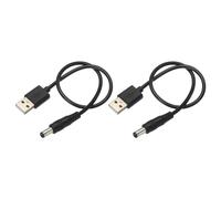 sourcing map USB to DC Power Cable 0.3 M USB to DC 5.5mm x 2.5mm 5v Power Cord Black for Mini Fan Camera Mobile Phone Tablet Devices 2 Pcs