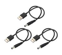 sourcing map USB to DC Power Cable 0.5 M USB to DC 5.5mm x 2.5mm 5v Power Cord Black for Mini Fan Camera Mobile Phone Tablet Devices 2 Pcs