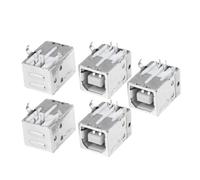 sourcing map USB Type-B Female Right Angle PCB Mount Jack Socket (Pack of 5)