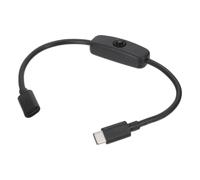 sourcing map USB Type C Switch Extension Cable, 20AWG Copper Core 5A USB C Male to Female Power Cord with on Off Switch, 0.28m Charging Cable for LED Strips, LED Desk Lamp, Laptop, Black