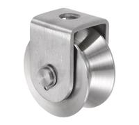 sourcing map V Groove Wheel Pulley 304 Stainless Steel, 48mm Dia Track Wheel Pulley Block Loading 400KG for Sliding Gate, Industrial Machines, Groove Width 16mm